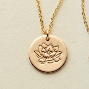July Lotus Birth Flower Bohemian Charm Necklace